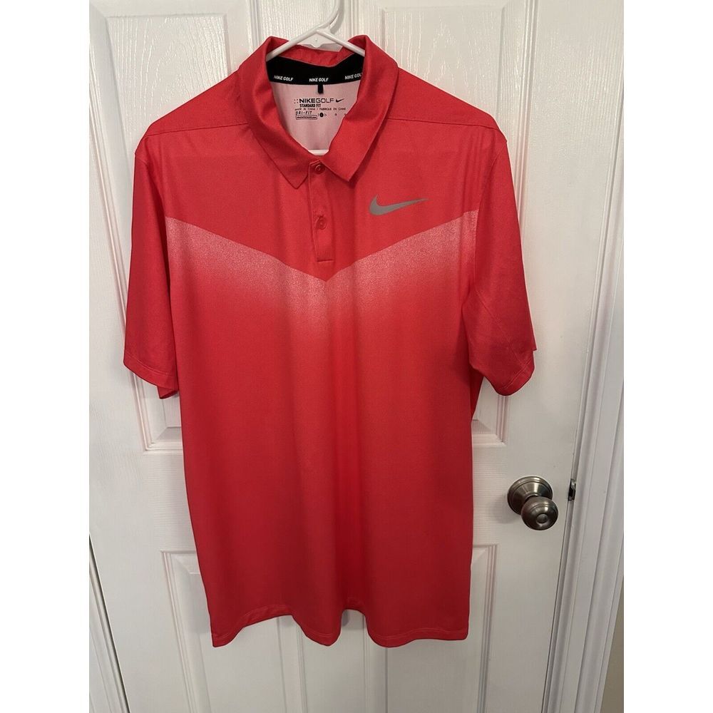 Nike Golf Dri-Fit Victory Golf Polo 854264-653 Men's Size Large Chevron Pink